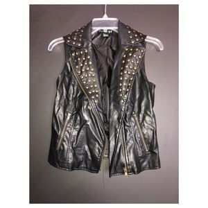 Faux Leather Studded Vest